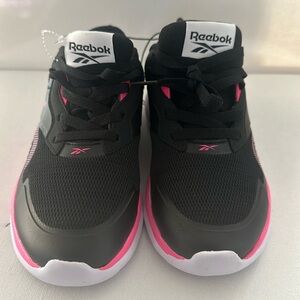 Reebok Black & Pink Sneakers with White Soles. Size 5